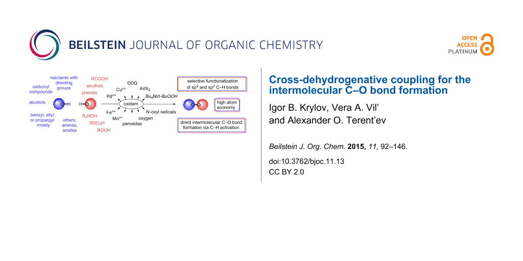 Bjoc Cross Dehydrogenative Coupling For The Intermolecular C O Bond Formation