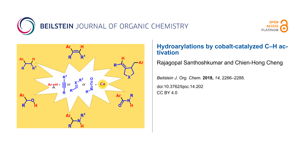 Bjoc Hydroarylations By Cobalt Catalyzed C H Activation